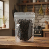 Aconite Root Pieces (Prepared) (Aconitum Carmichaelii) | The herb/berry/powder/fruit/root/bark that is in the black bowl, i would like it to shown in a plastic stand up resalable pouch that is clear.