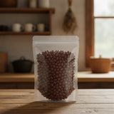 Adzuki Bean Whole (Vigna Angularis) | The herb/berry/powder/fruit/root/bark that is in the black bowl, i would like it to shown in a plastic stand up resalable pouch that is clear.