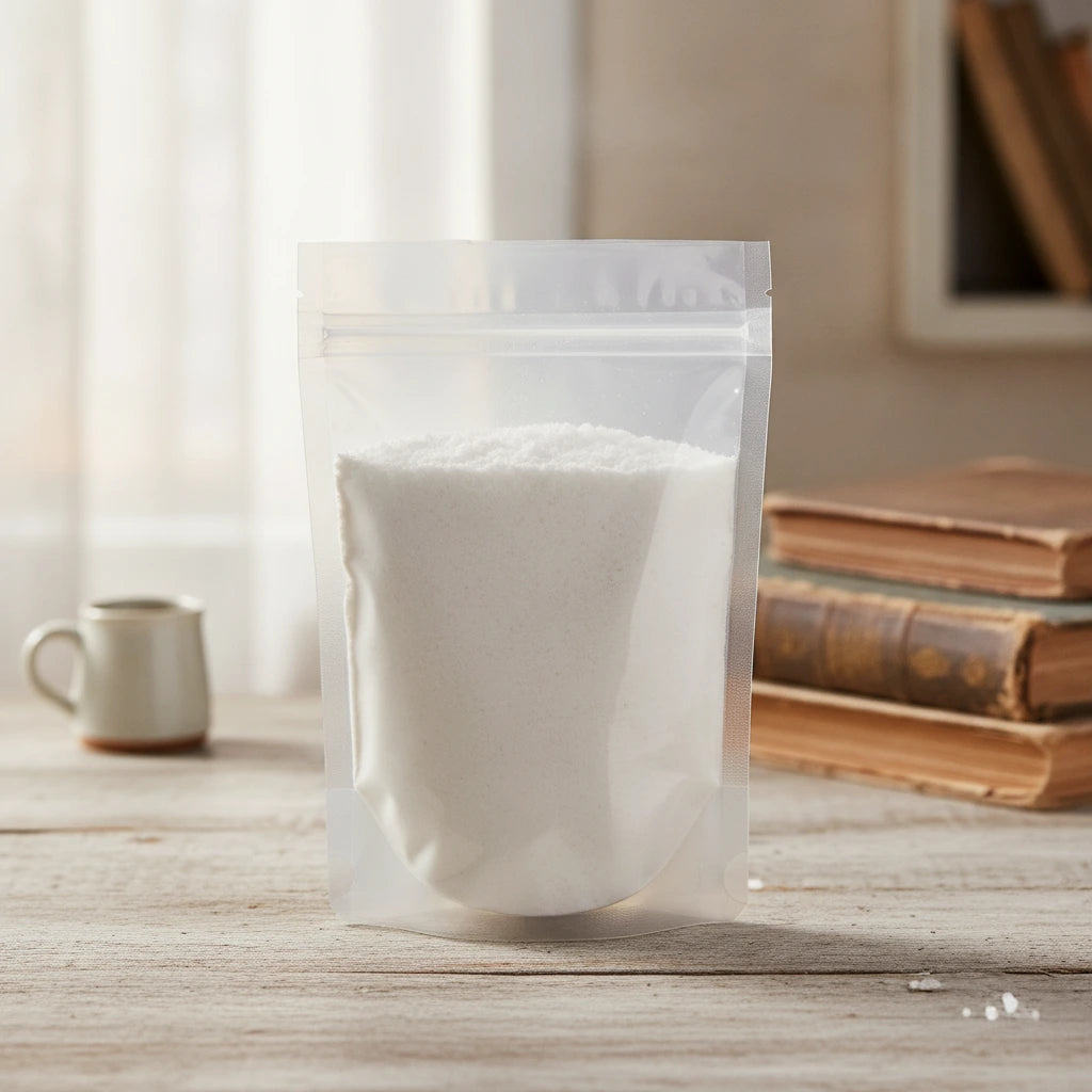 Agmatine Sulfate Powder (Agmatine Sulfate) | The herb/berry/powder/fruit/root/bark that is in the black bowl, i would like it to shown in a plastic stand up resalable pouch that is clear.