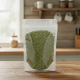 Alfalfa Leaf Cut (Medicago Sativa) | The herb/berry/powder/fruit/root/bark that is in the black bowl, i would like it to shown in a plastic stand up resalable pouch that is clear.