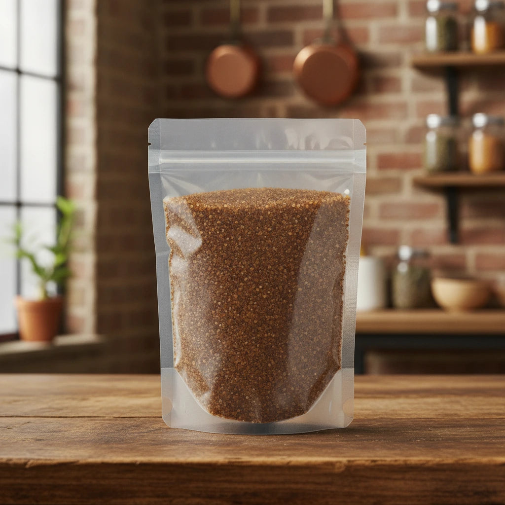 Amber Granules (Succinum) | The herb/berry/powder/fruit/root/bark that is in the black bowl, i would like it to shown in a plastic stand up resalable pouch that is clear.