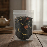Apricot Fruit Black Tea Blend (Camellia Sinensis) | The herb/powder/tea that is in the black bowl, i would like it to shown in a plastic stand up resalable bag that is clear.