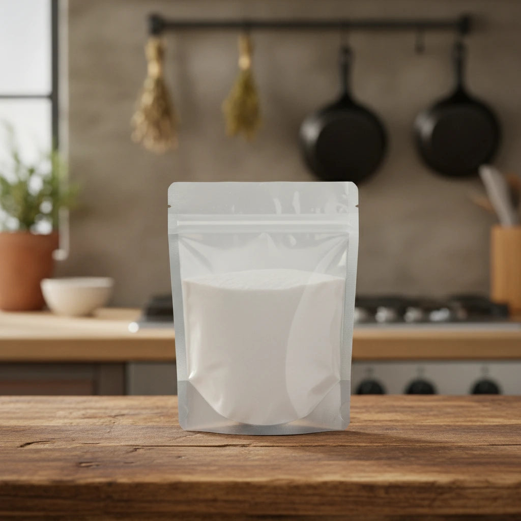 Arabic Gum Powder (Acacia Species) | The herb/berry/powder/fruit/root/bark that is in the black bowl, i would like it to shown in a plastic stand up resalable pouch that is clear.