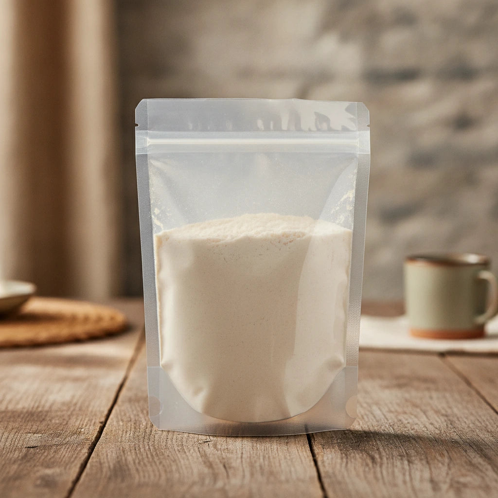 Ascorbyl Palmitate Powder (Ascorbic Acid 6-Palmitate) | The herb/berry/powder/fruit/root/bark that is in the black bowl, i would like it to shown in a plastic stand up resalable pouch that is clear.