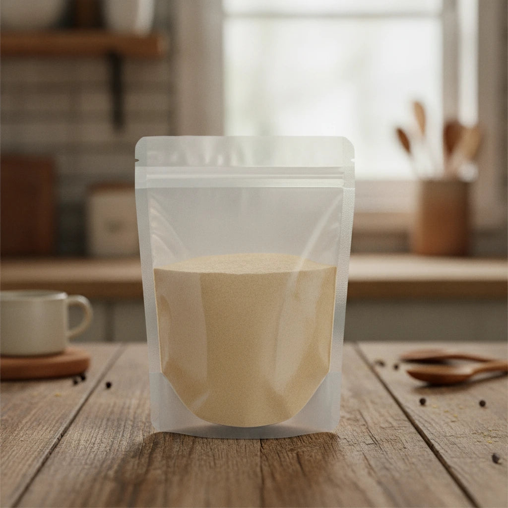 Astragalus Root Powder (Astragalus Membranaceus) | The herb/berry/powder/fruit/root/bark that is in the black bowl, i would like it to shown in a plastic stand up resalable pouch that is clear.