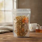Avena Dream Herbal Tea (Matricaria Recutita) | The herb/powder/tea that is in the black bowl, i would like it to shown in a plastic stand up resalable bag that is clear.
