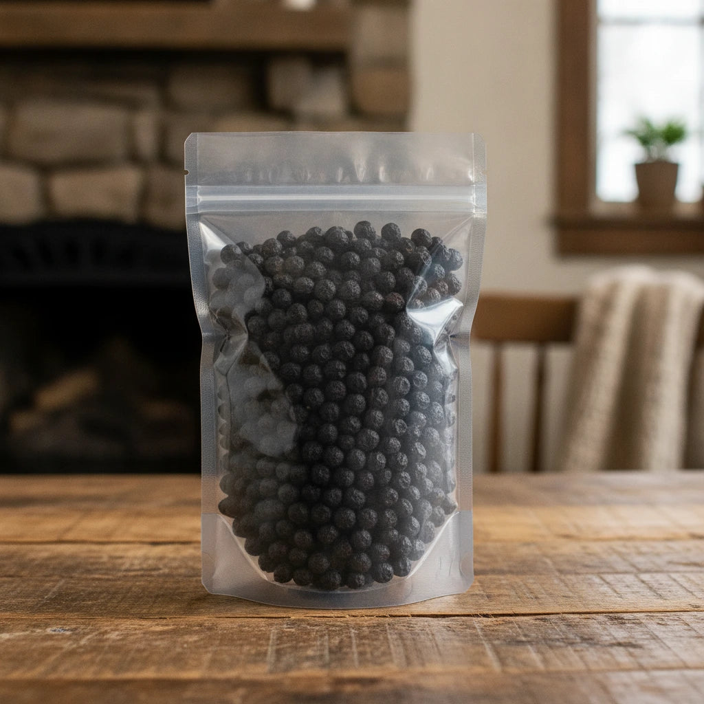 Bilberry Fruit Whole (Vaccinium Myrtillus) | The herb/berry/powder/fruit that is in the black bowl, i would like it to shown in a plastic stand up resalable bag that is clear.