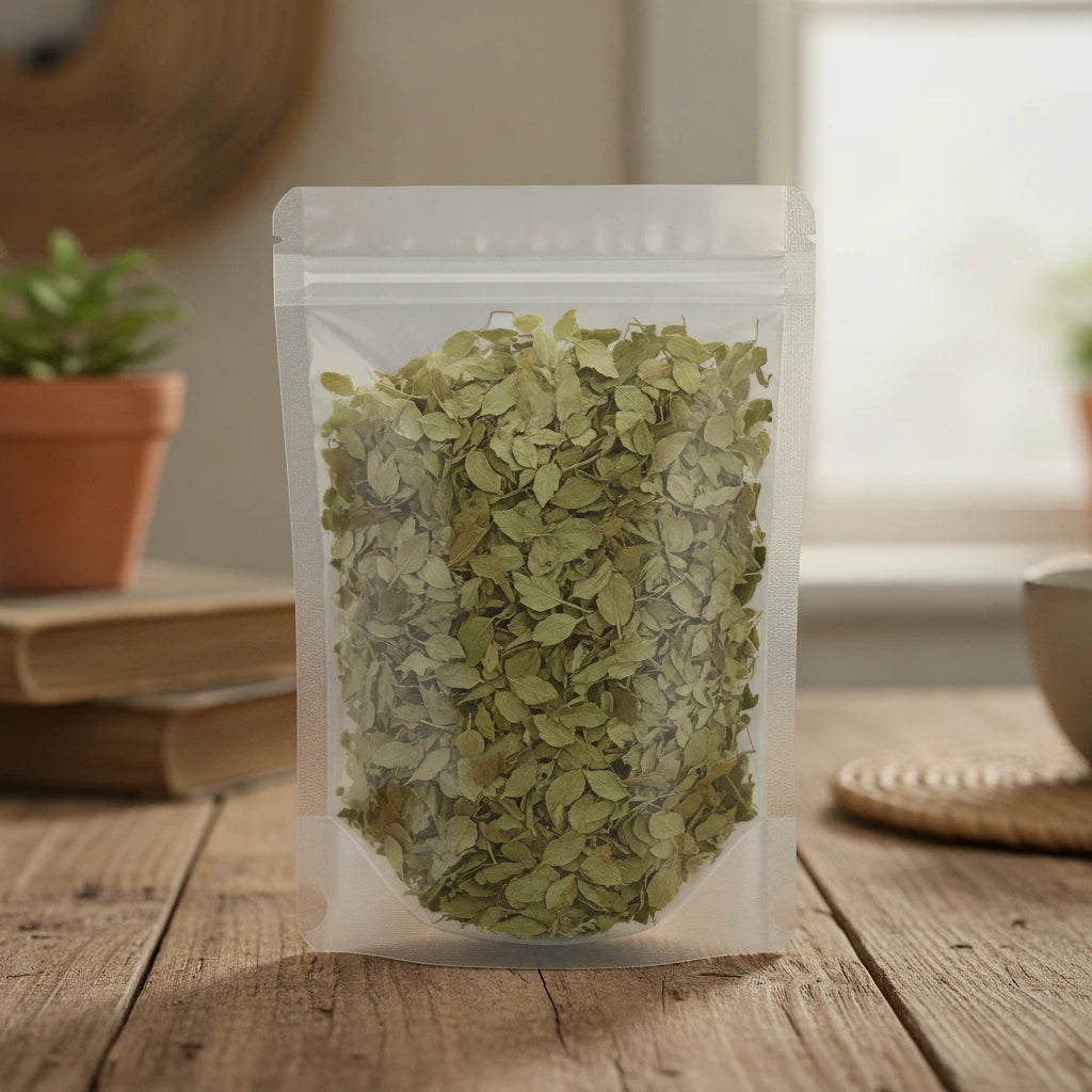 Bilberry Leaf Cut (Vaccinium Myrtillus) | The herb/berry/powder/fruit/root/bark that is in the black bowl, i would like it to shown in a plastic stand up resalable pouch that is clear.