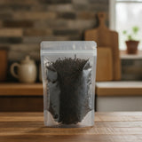 Black Currant Tea (Camellia Sinensis) | The herb/berry/powder/fruit/root/bark that is in the black bowl, i would like it to shown in a plastic stand up resalable pouch that is clear.