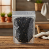 Black Soybeans with Green Kernel Whole (Glycine Max) | The herb/berry/powder/fruit/root/bark that is in the black bowl, i would like it to shown in a plastic stand up resalable pouch that is clear.