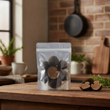 Black Truffle Pieces (Tuber Melanosporum) | The herb/berry/powder/fruit/root/bark that is in the black bowl, i would like it to shown in a plastic stand up resalable pouch that is clear.