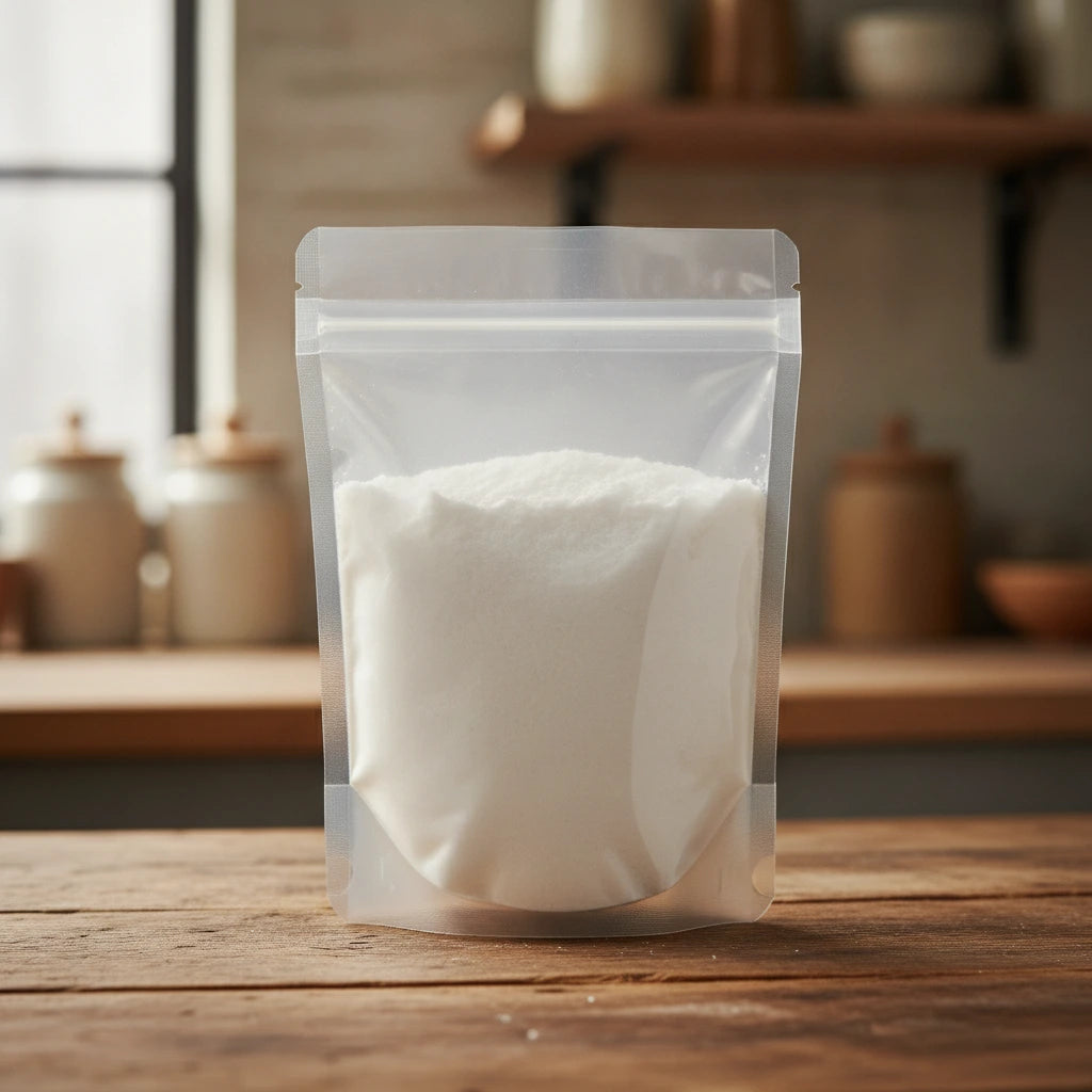 Bromelain Powder 100 gdu (Ananas Comosus) | The herb/berry/powder/fruit/root/bark that is in the black bowl, i would like it to shown in a plastic stand up resalable pouch that is clear.