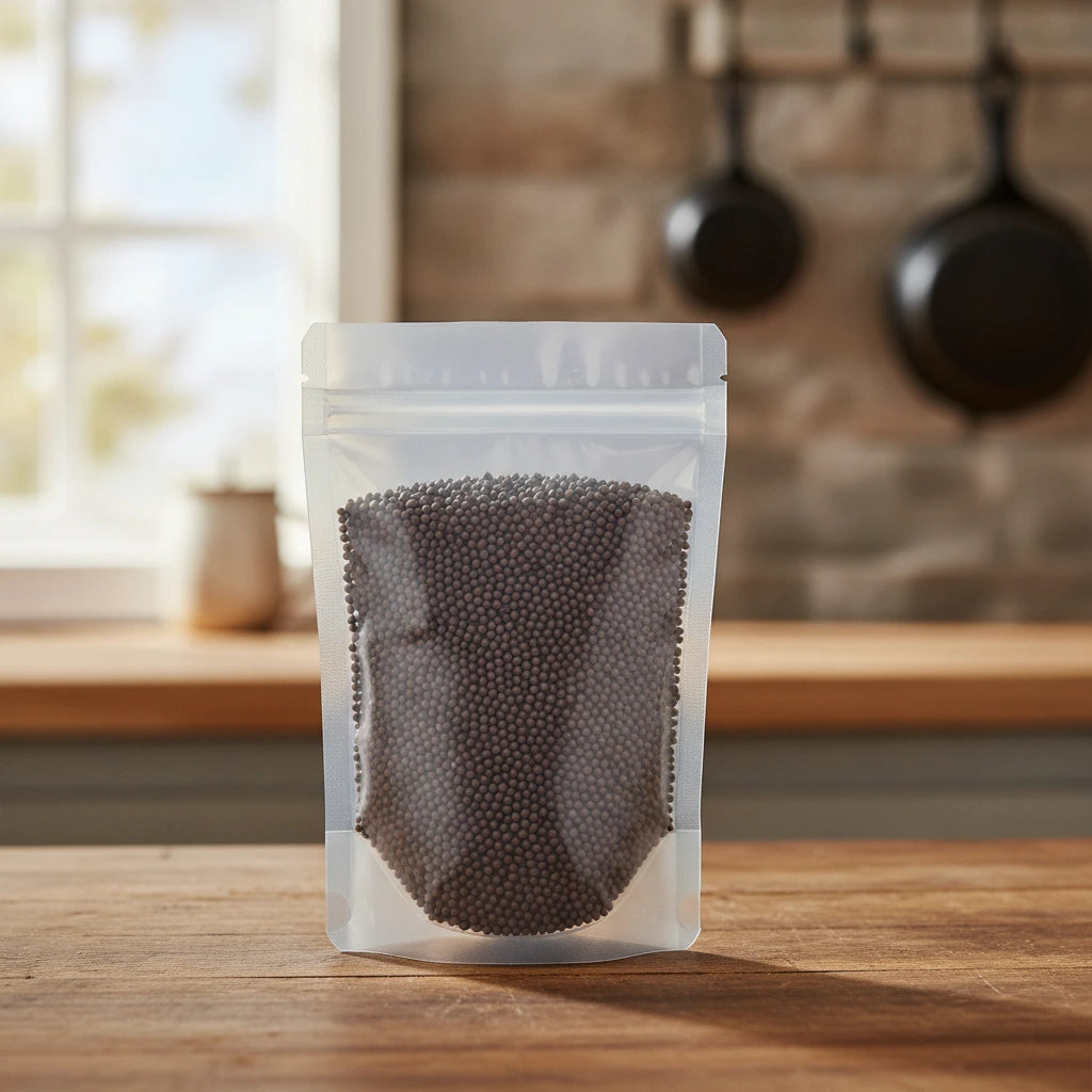 Brown Mustard Seed Whole (Brassica Nigra) | The herb/berry/powder/fruit/root/bark/seeds that is in the black bowl, i would like it to shown in a plastic stand up resalable pouch that is clear.