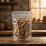 Burnet Root Pieces (Sanguisorba Officinalis) | The herb/berry/powder/fruit/root/bark that is in the black bowl, i would like it to shown in a plastic stand up resalable pouch that is clear.
