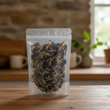 Butterfly Pea Flower Whole (Clitoria Ternatea) | The herb/berry/powder/fruit/root/bark that is in the black bowl, i would like it to shown in a plastic stand up resalable pouch that is clear.