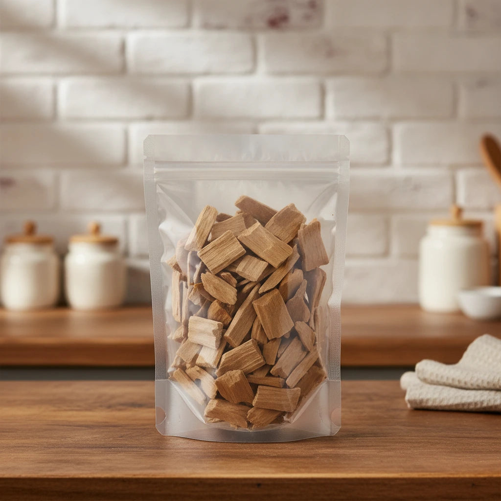 Camphorwood Pieces (Cinnamomum Camphora) | The herb/berry/powder/fruit/root/bark that is in the black bowl, i would like it to shown in a plastic stand up resalable pouch that is clear.