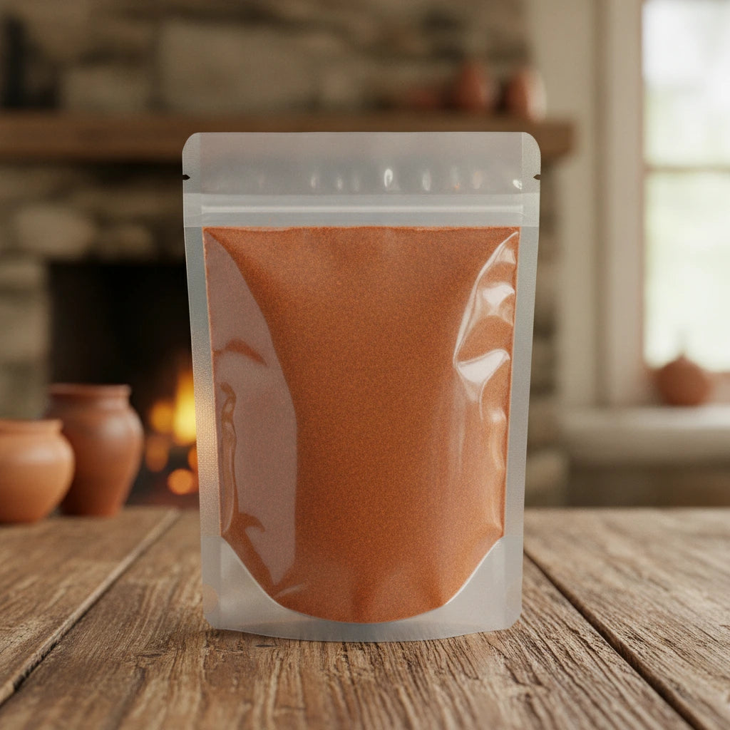 Cayenne Pepper Ground (100,000 HU) (Capsicum Frutescens) | The herb/berry/powder/fruit/root/bark that is in the black bowl, i would like it to shown in a plastic stand up resalable pouch that is clear.