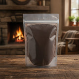 Chaga Mushroom Powder (Inonotus Obliquus) | The herb/berry/powder/fruit/root/bark that is in the black bowl, i would like it to shown in a plastic stand up resalable pouch that is clear.