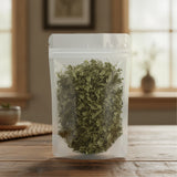 Chinese Plantain Herb Cut (Plantago Asiatica) | The herb/berry/powder/fruit/root/bark that is in the black bowl, i would like it to shown in a plastic stand up resalable pouch that is clear.