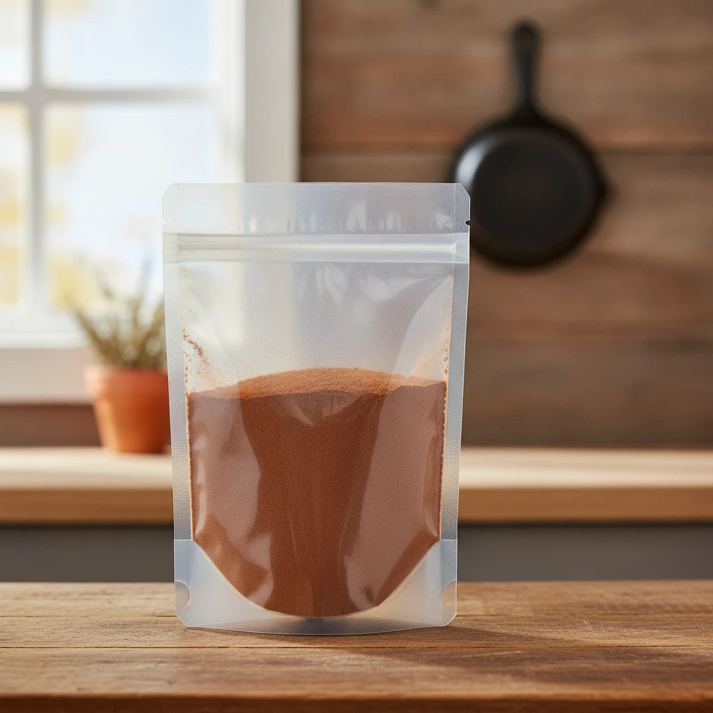 Chinese Salvia Root Powder (Salvia Miltiorrhiza) | The herb/berry/powder/fruit/root/bark that is in the black bowl, i would like it to shown in a plastic stand up resalable pouch that is clear.
