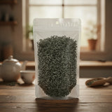 Chun Mei Green Tea (Camellia Sinensis) | The herb/powder/tea that is in the black bowl, i would like it to shown in a plastic stand up resalable bag that is clear.