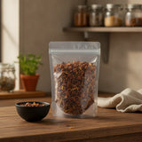 Cinnamon Apricot Herbal Tea (Cinnamomum Cassia) | The herb/powder/tea that is in the black bowl, i would like it to shown in a plastic stand up resalable bag that is clear.