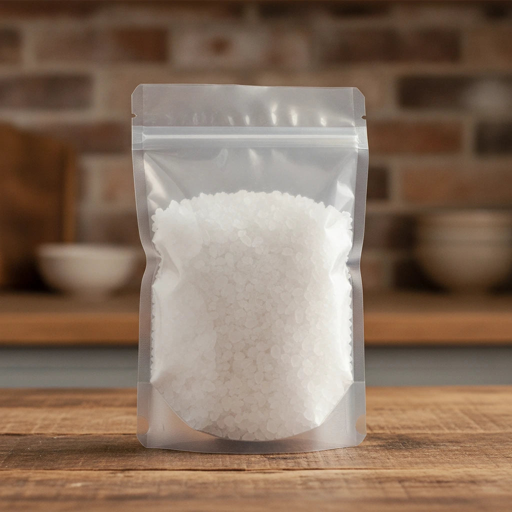 Citric Acid Granules (2-hydroxypropane-1,2,3-tricarboxylic acid) | The herb/berry/powder/fruit/root/bark that is in the black bowl, i would like it to shown in a plastic stand up resalable pouch that is clear.