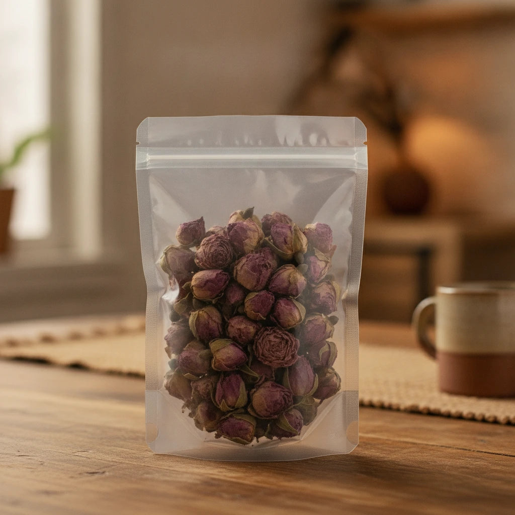 Confederate Rose Whole (Hibiscus Mutabilis) | The herb/berry/powder/fruit/root/bark that is in the black bowl, i would like it to shown in a plastic stand up resalable pouch that is clear.