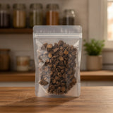 Corydalis Tuber Pieces (Corydalis Yanhusuo) | The herb/berry/powder/fruit/root/bark that is in the black bowl, i would like it to shown in a plastic stand up resalable pouch that is clear.