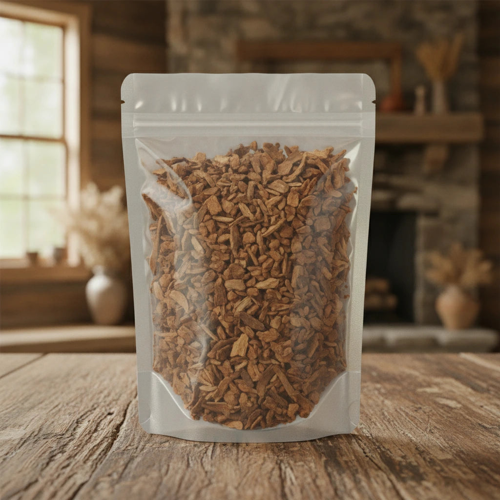 Cramp Bark Cut (Viburnum Opulus) | The herb/berry/powder/fruit/root/bark that is in the black bowl, i would like it to shown in a plastic stand up resalable pouch that is clear.