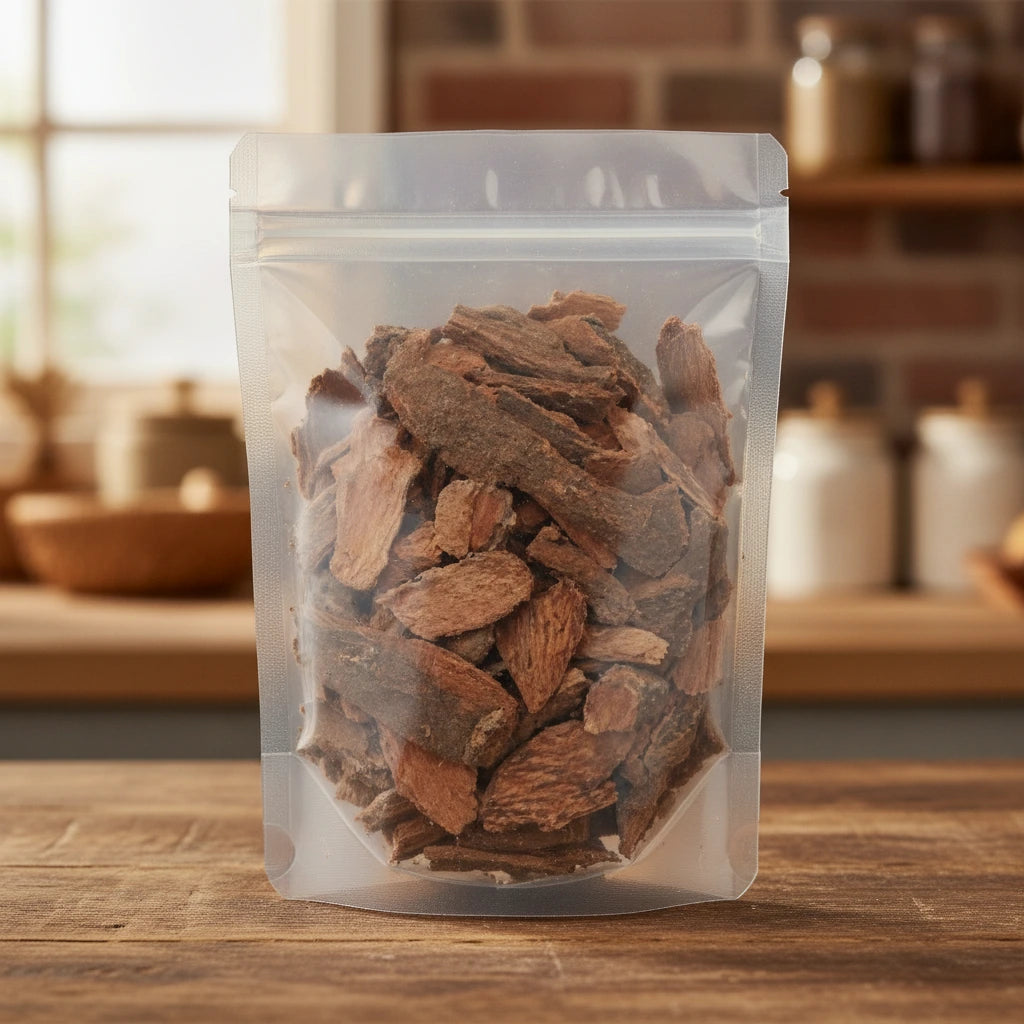 Cuachalalate Bark Whole (Amphipterygium Adstringens) | The herb/berry/powder/fruit/root/bark that is in the black bowl, i would like it to shown in a plastic stand up resalable pouch that is clear.