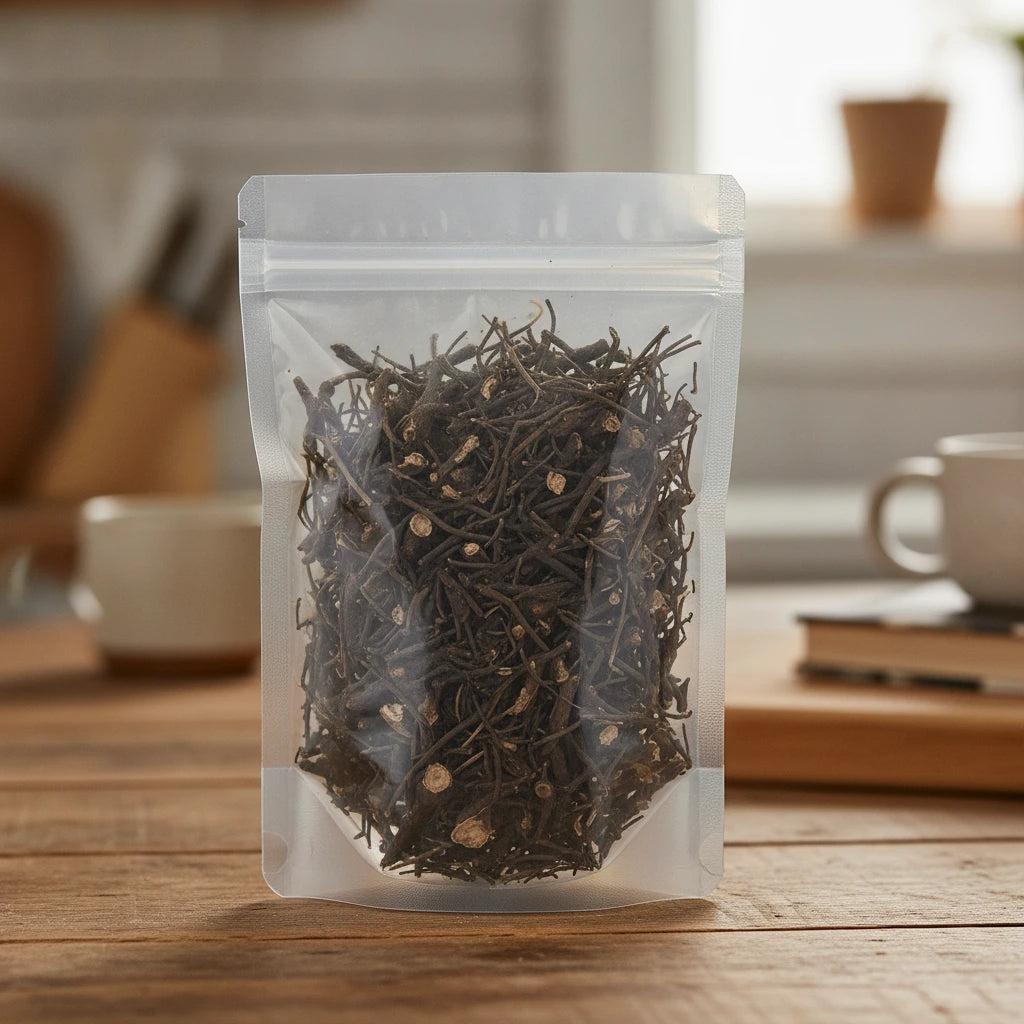 Culver's Root Whole (Veronicastrum Virginicum) | The herb/berry/powder/fruit/root/bark that is in the black bowl, i would like it to shown in a plastic stand up resalable pouch that is clear.