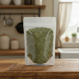 Damiana Leaf Cut (Turnera Diffusa) | The herb/berry/powder/fruit/root/bark that is in the black bowl, i would like it to shown in a plastic stand up resalable pouch that is clear.