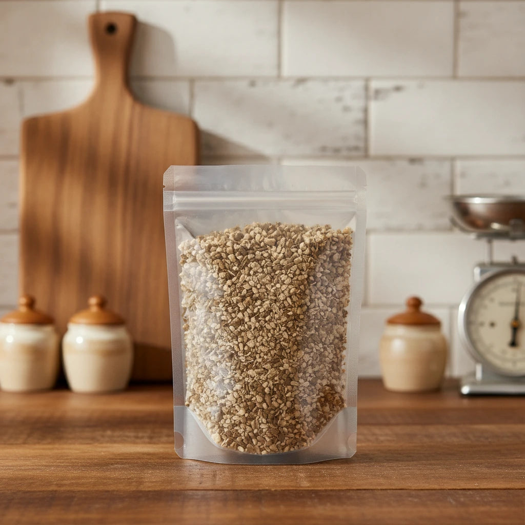 Dandelion Root Cut (Taraxacum Officinale) | The herb/berry/powder/fruit/root/bark that is in the black bowl, i would like it to shown in a plastic stand up resalable pouch that is clear.