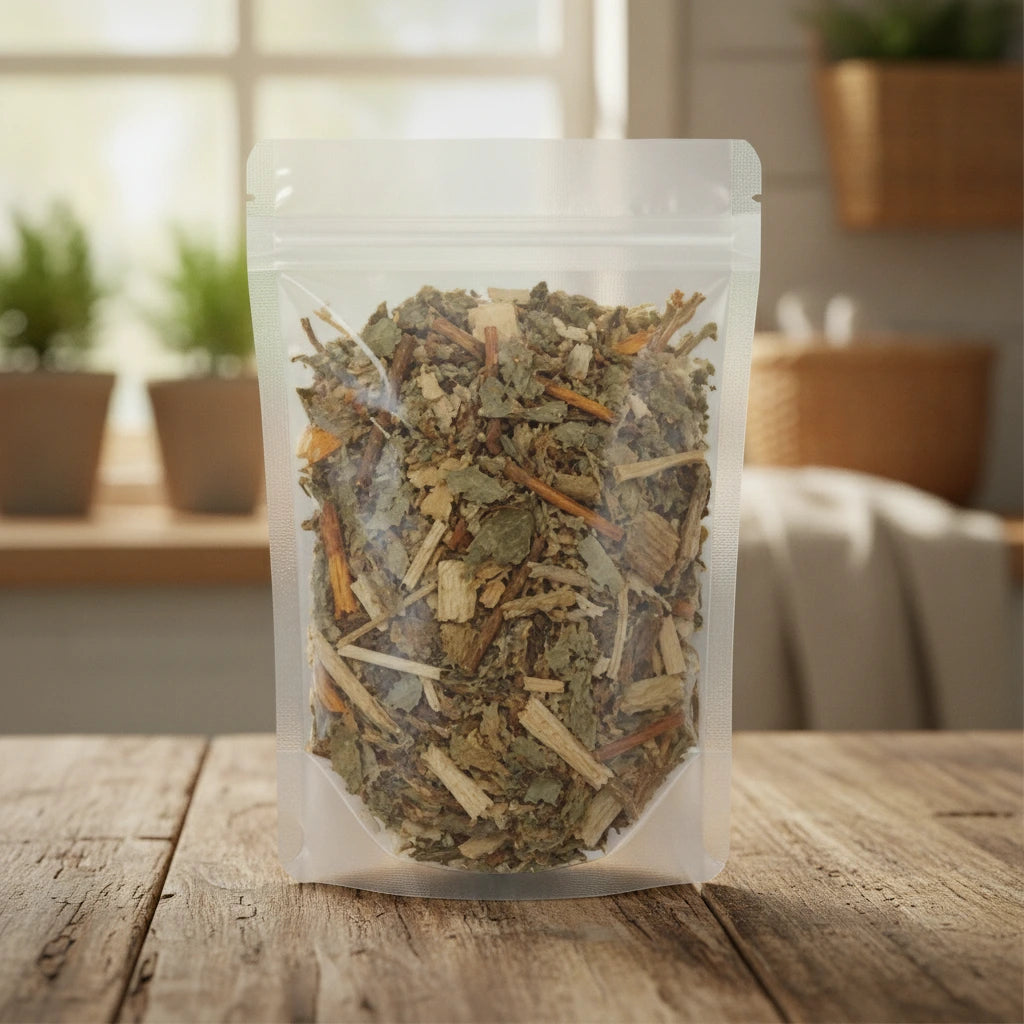 Diabetes Herbal Tea | The herb/powder/tea that is in the black bowl, i would like it to shown in a plastic stand up resalable bag that is clear.
