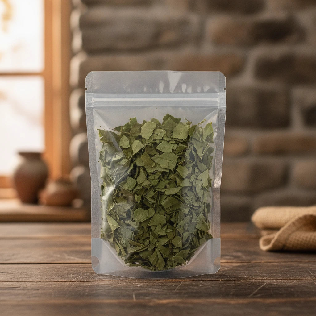 Dogbane Leaf Whole (Apocynum Venetum) | The herb/berry/powder/fruit/root/bark that is in the black bowl, i would like it to shown in a plastic stand up resalable pouch that is clear.