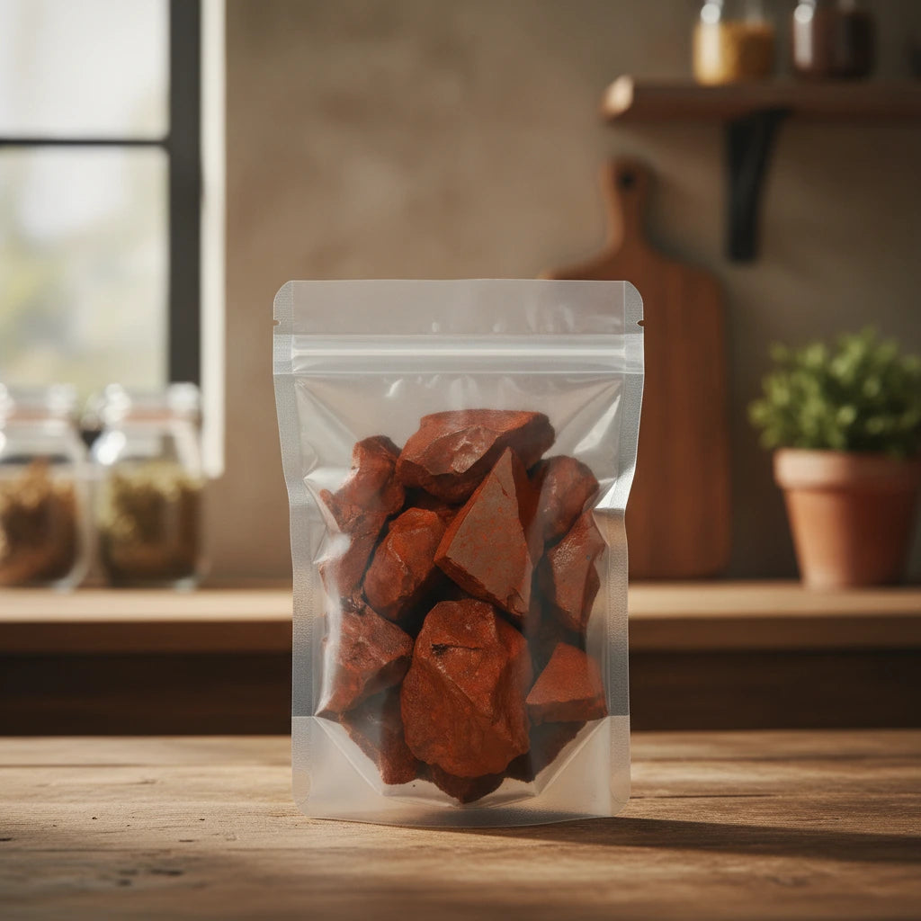 Dragon’s Blood Resin Pieces (Daemonorops Draco) | The herb/berry/powder/fruit/root/bark that is in the black bowl, i would like it to shown in a plastic stand up resalable pouch that is clear.