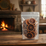 Dried Blood Orange Slices Whole (Citrus Sinensis) | The herb/berry/powder/fruit that is in the black bowl, i would like it to shown in a plastic stand up resalable bag that is clear.