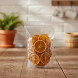 Dried Orange Slices Whole (Citrus Sinensis) | The herb/berry/powder/fruit that is in the black bowl, i would like it to shown in a plastic stand up resalable bag that is clear.