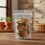 Dried Snake Gourd Fruit Slice (Trichosanthes Kirilowii) | The herb/berry/powder/fruit/root/bark that is in the black bowl, i would like it to shown in a plastic stand up resalable pouch that is clear.