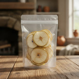 Dried Snow Pear Pieces (Pyrus Bretschneideri) | The herb/berry/powder/fruit/root/bark that is in the black bowl, i would like it to shown in a plastic stand up resalable pouch that is clear.