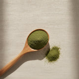 Echinacea Purpurea Tops Powder (Echinacea Purpurea) | Create a luxurious, photorealistic product photograph featuring the original product naturally arranged in an elegant handcrafted wooden spoon on a soft, finely