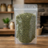 Epazote Herb Cut (Chenopodium Ambrosioides) | The herb/berry/powder/fruit/root/bark that is in the black bowl, i would like it to shown in a plastic stand up resalable pouch that is clear.