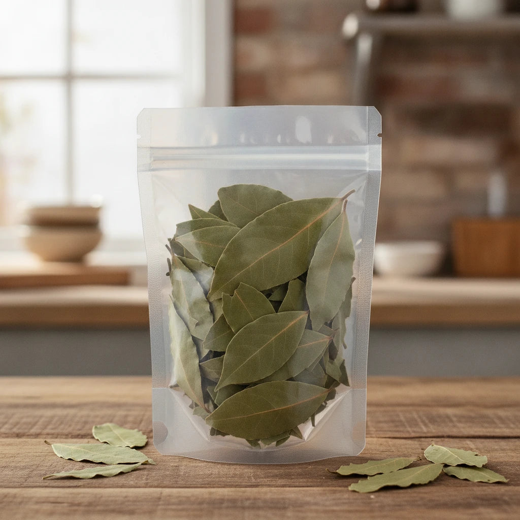Eucalyptus Leaf Whole (Eucalyptus Globulus) | The herb/berry/powder/fruit/root/bark that is in the black bowl, i would like it to shown in a plastic stand up resalable pouch that is clear.