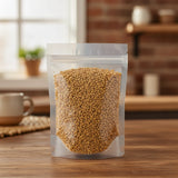 Fenugreek Seed Whole (Trigonella Foenum Graecum) | The herb/berry/powder/fruit/root/bark/seeds that is in the black bowl, i would like it to shown in a plastic stand up resalable pouch that is clear.