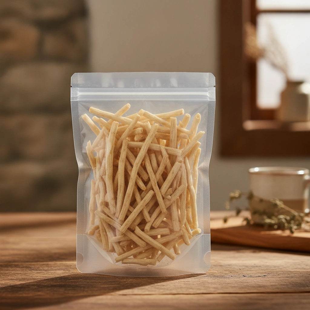 Glehnia Root Whole (Glehnia Littoralis) | The herb/berry/powder/fruit/root/bark that is in the black bowl, i would like it to shown in a plastic stand up resalable pouch that is clear.