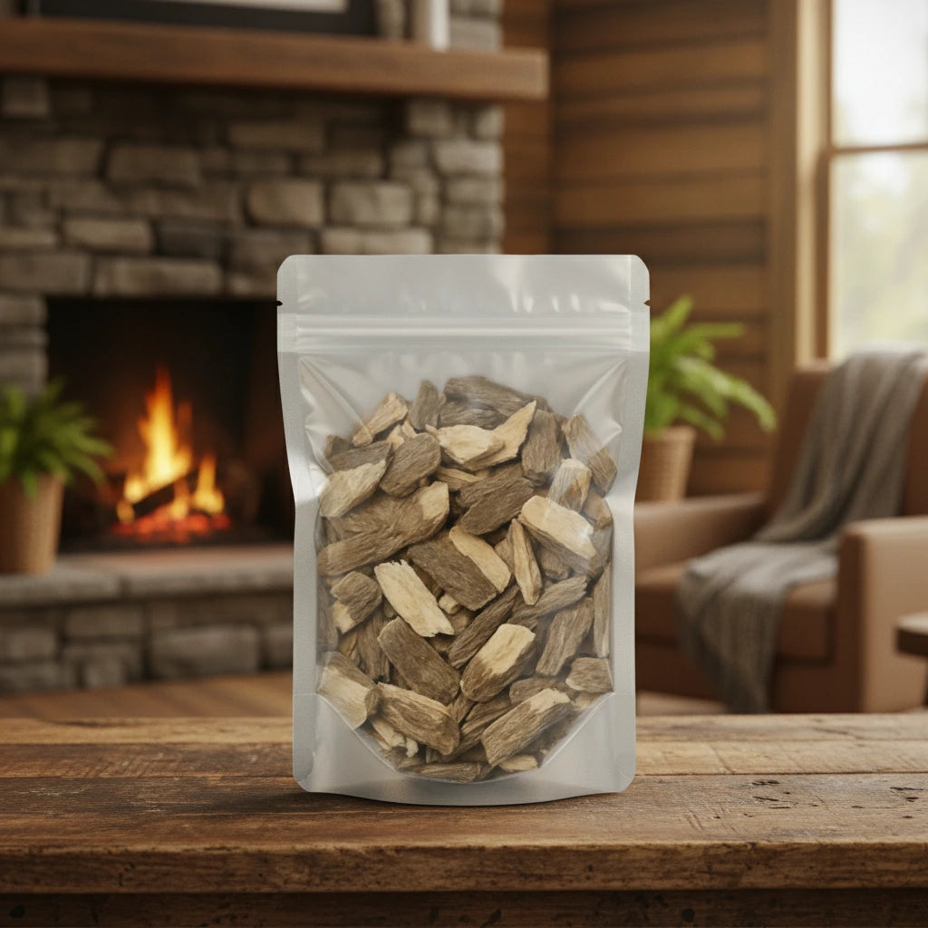 Goji Root Bark Pieces (Lycium Barbarum) | The herb/berry/powder/fruit/root/bark that is in the black bowl, i would like it to shown in a plastic stand up resalable pouch that is clear.