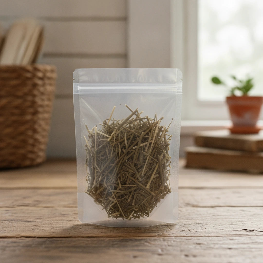Goldenrod Herb Cut (Solidago Virgaurea) | The herb/berry/powder/fruit/root/bark that is in the black bowl, i would like it to shown in a plastic stand up resalable pouch that is clear.
