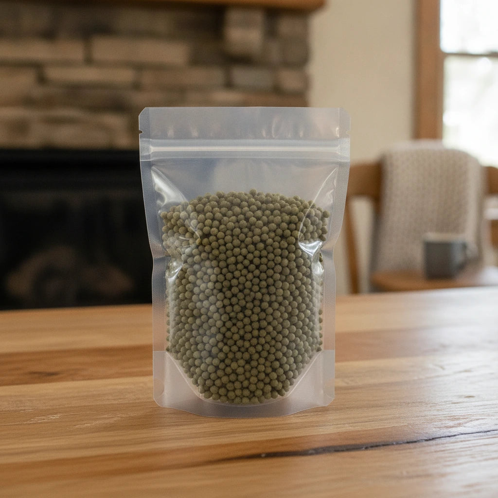 Green Peppercorns Whole (Piper Nigrum) | The herb/berry/powder/fruit/root/bark that is in the black bowl, i would like it to shown in a plastic stand up resalable pouch that is clear.