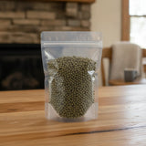 Green Peppercorns Whole (Piper Nigrum) | The herb/berry/powder/fruit/root/bark that is in the black bowl, i would like it to shown in a plastic stand up resalable pouch that is clear.